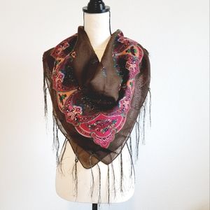 NWOT Dark Olive Turkish Pashmina Wrap Scarf 38 x 38